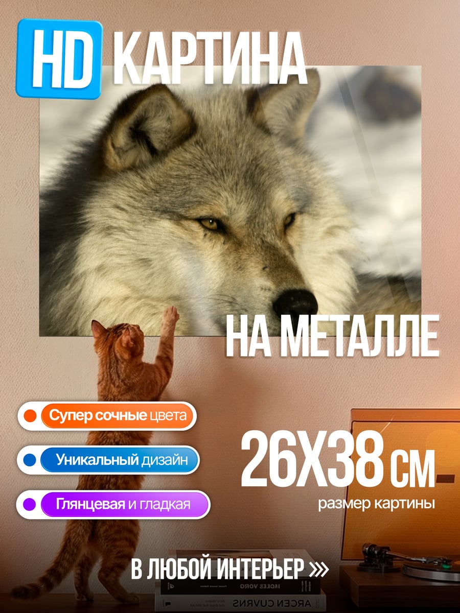 Картина на металле Волк в снегу
