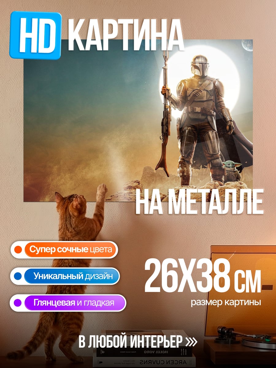 Картина на металле Мандалорец на планете