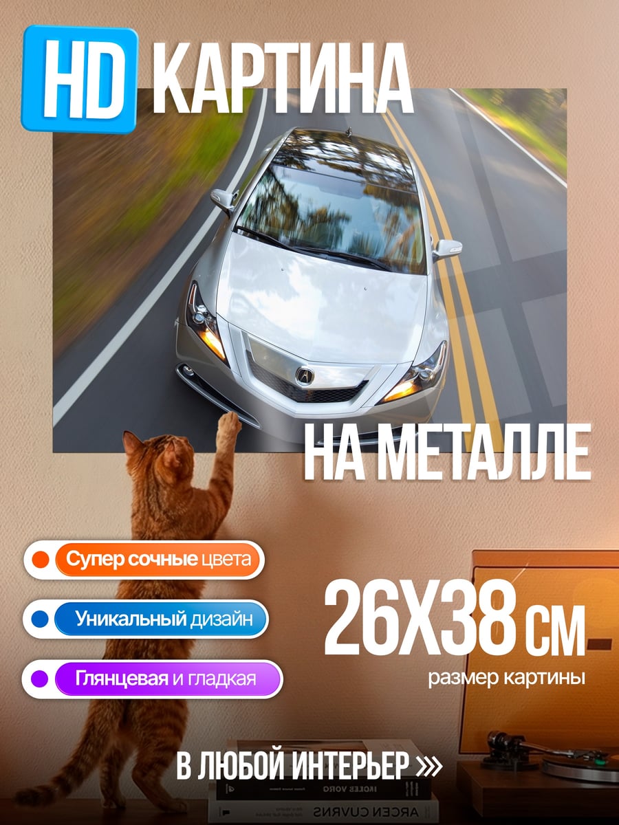 Картина на металле Серебристый автомобиль