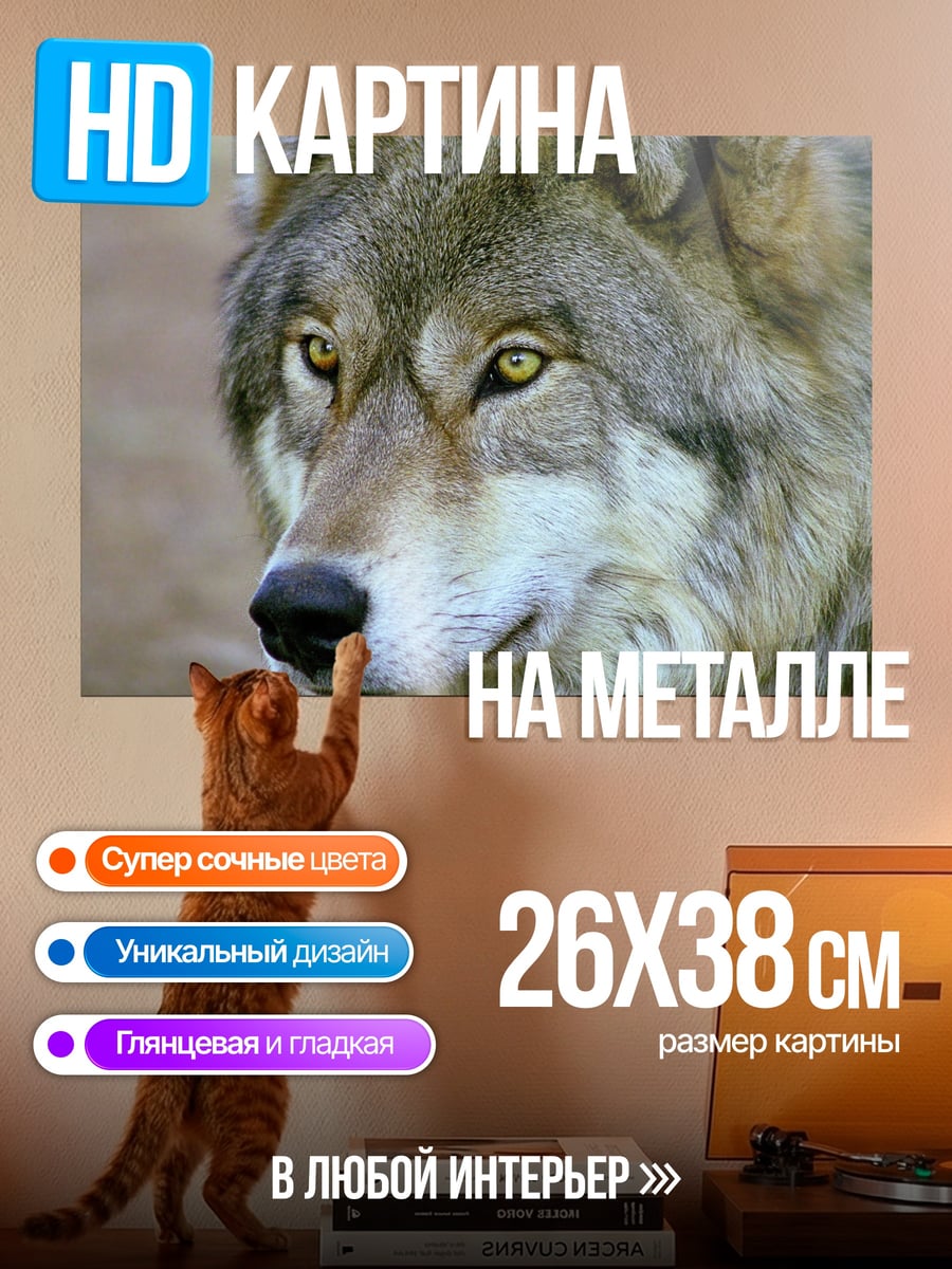Картина на металле портрет волка
