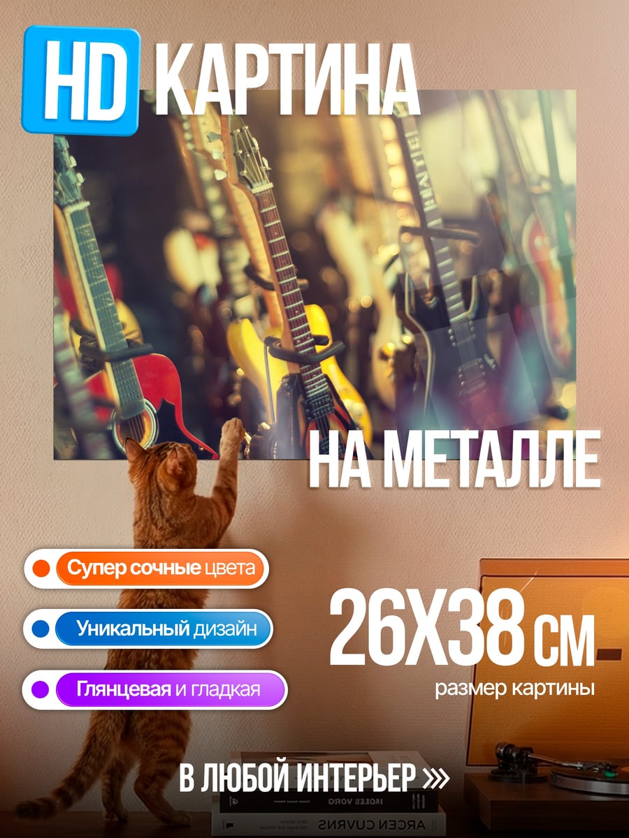 Картина на металле Коллекция гитар
