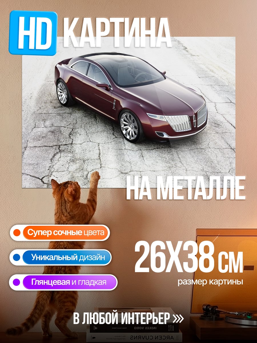 Картина на металле Красный седан