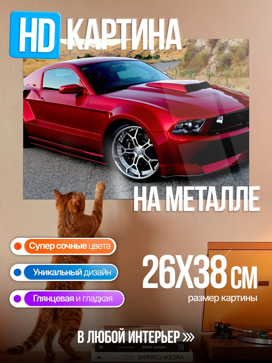 Картина на металле красный маслкар