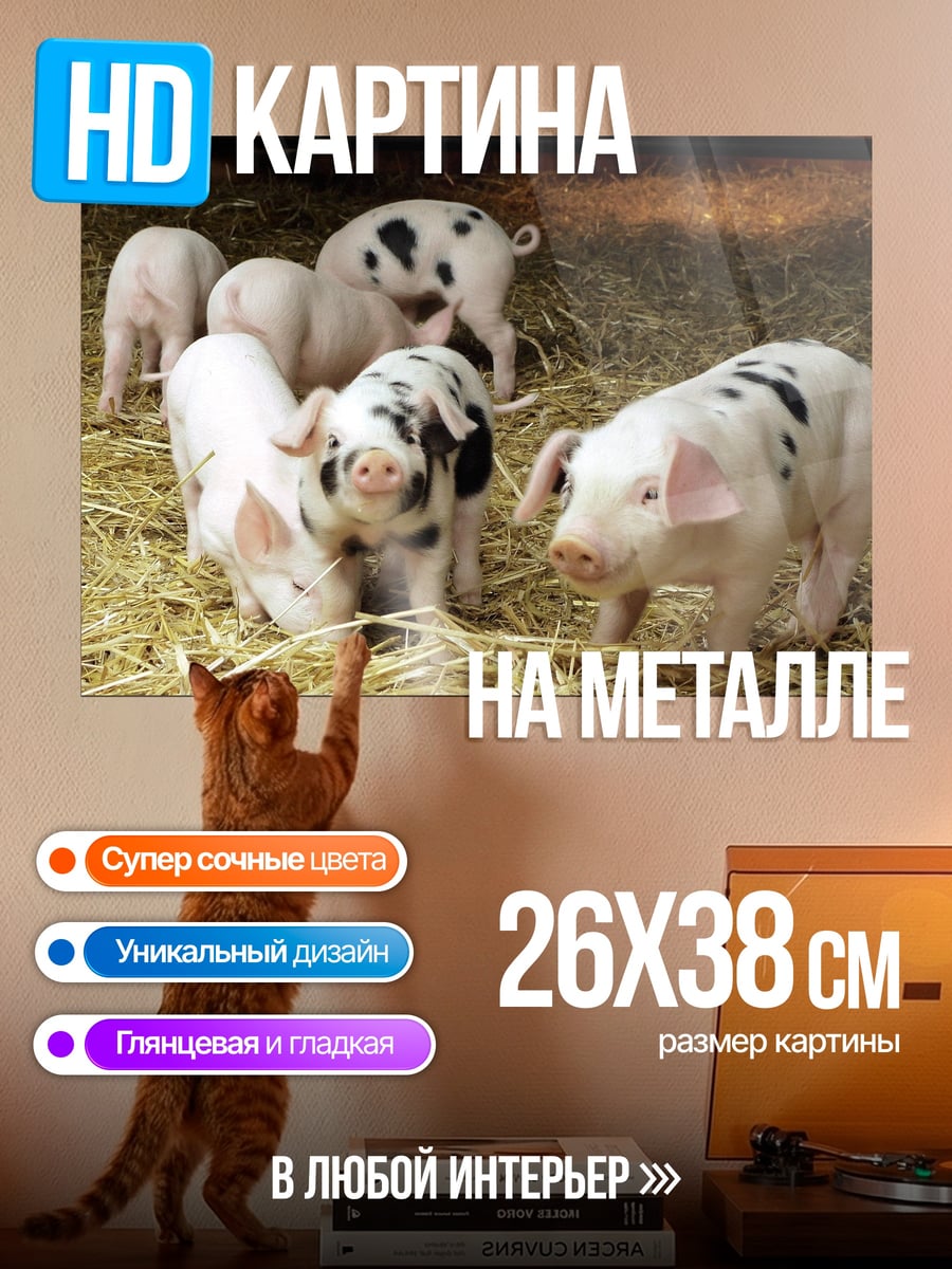 Картина на металле Семья поросят
