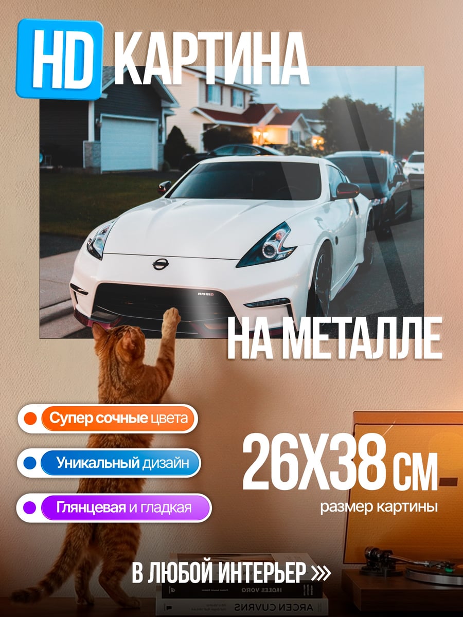 Картина на металле белый спорткар