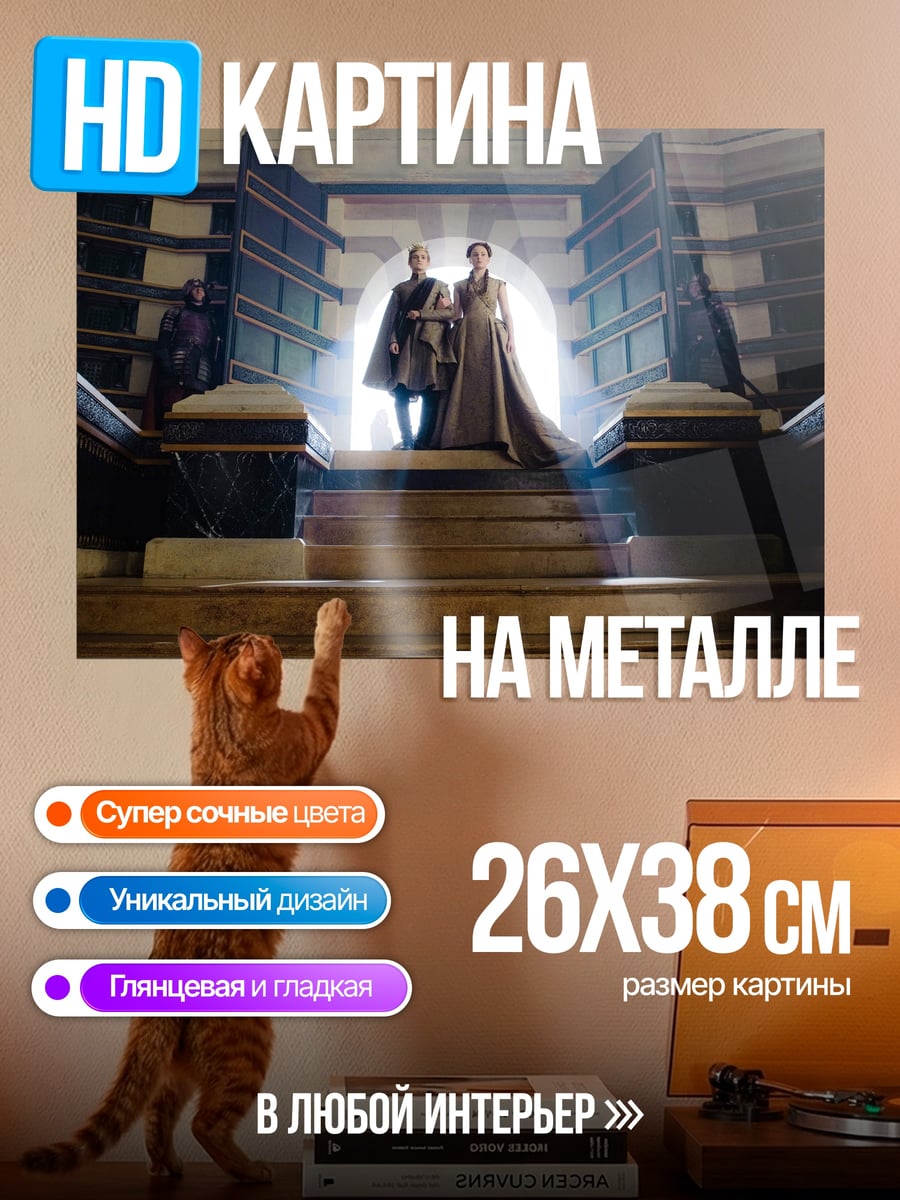 Картина на металле Двое в зале