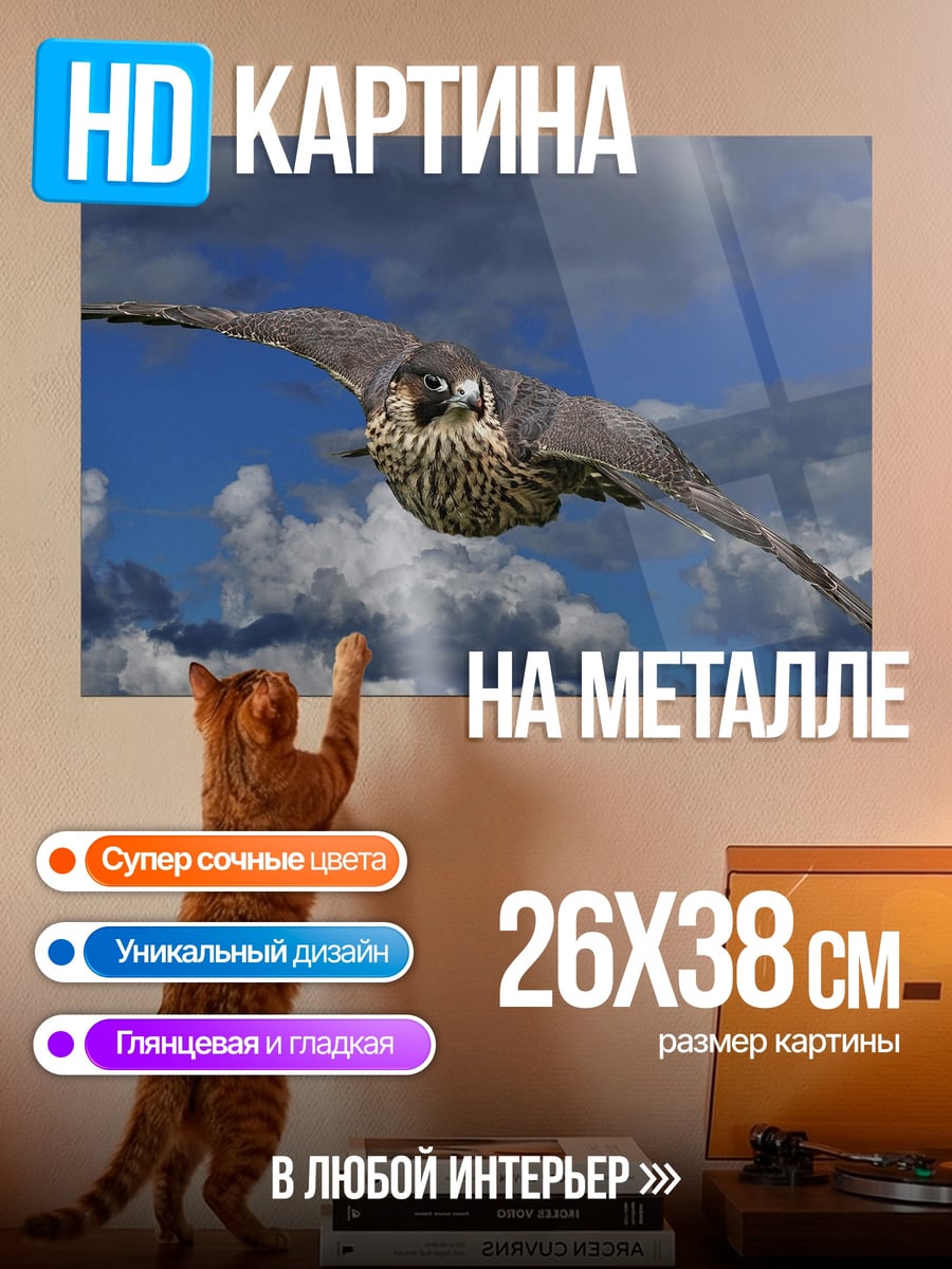 Картина на металле сокол в полете