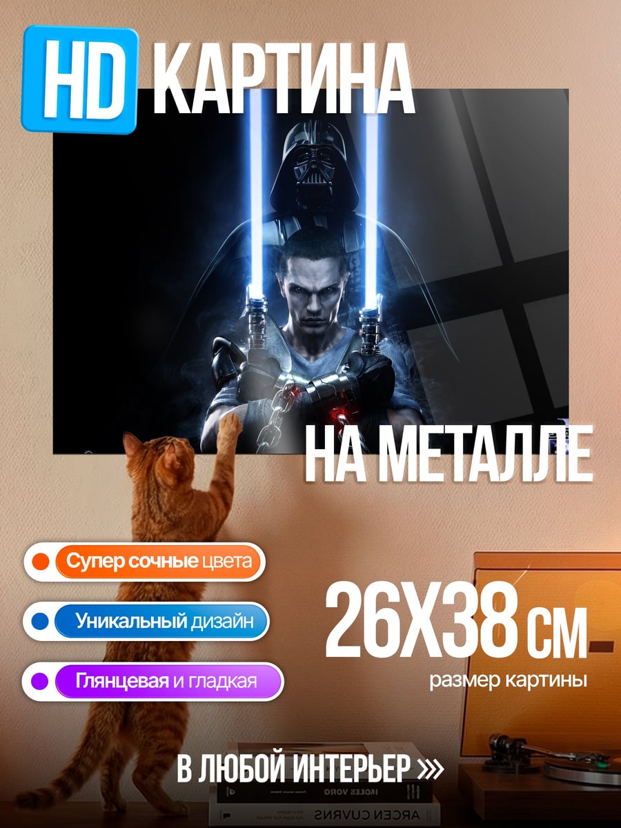 Картина на металле Дарт Вейдер и джедай