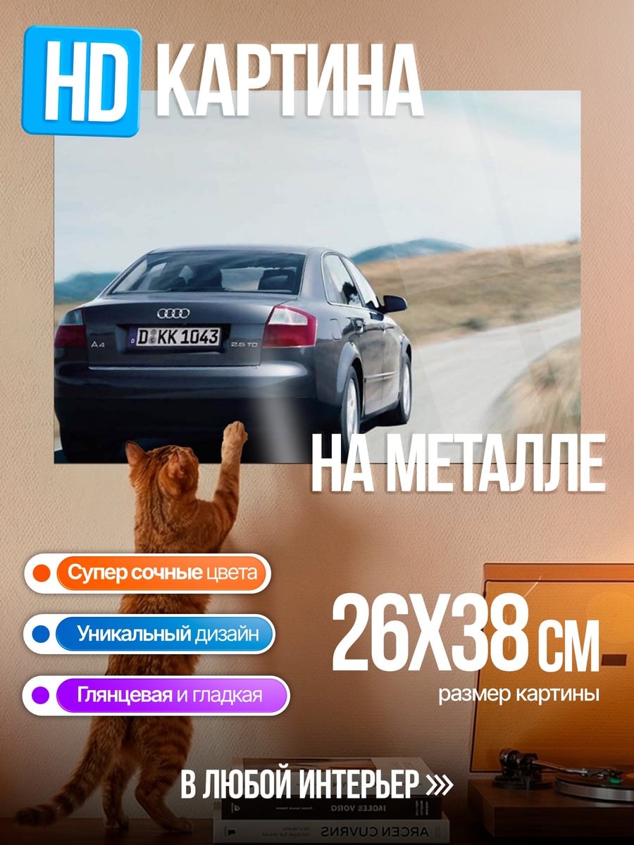 Картина на металле Автомобиль на дороге