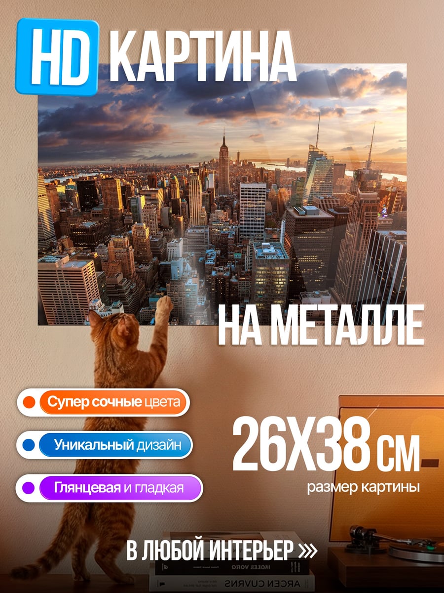 Картина на металле нью-йорк закат