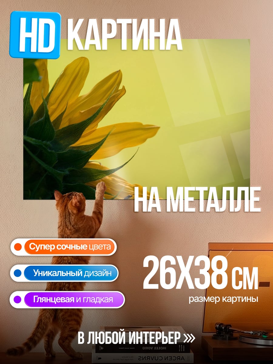 Картина на металле Цветок подсолнуха