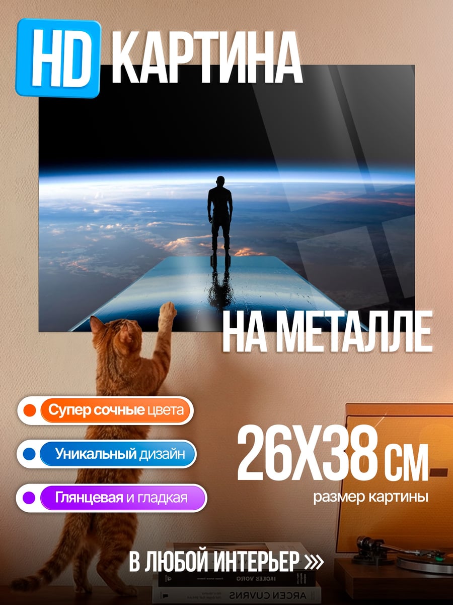 Картина на металле Человек смотрит на Землю