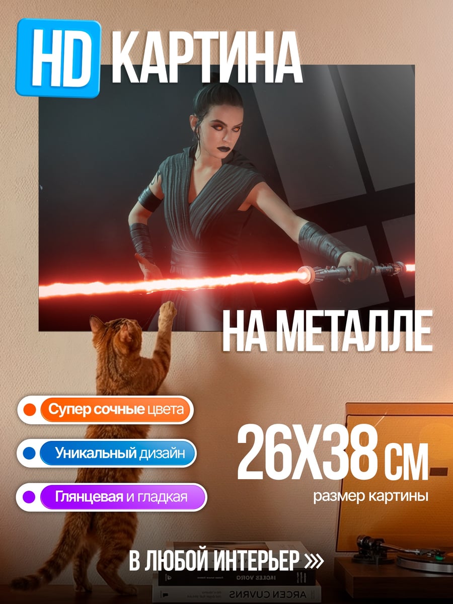 Картина на металле Рей с световым мечом