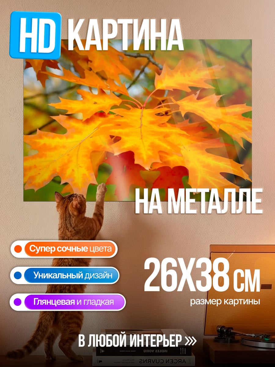 Картина на металле Осенние листья клена