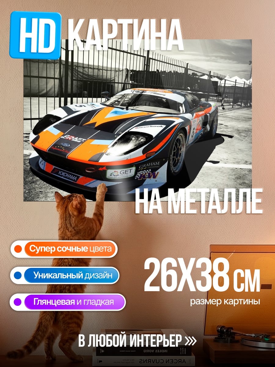 Картина на металле Гоночный автомобиль