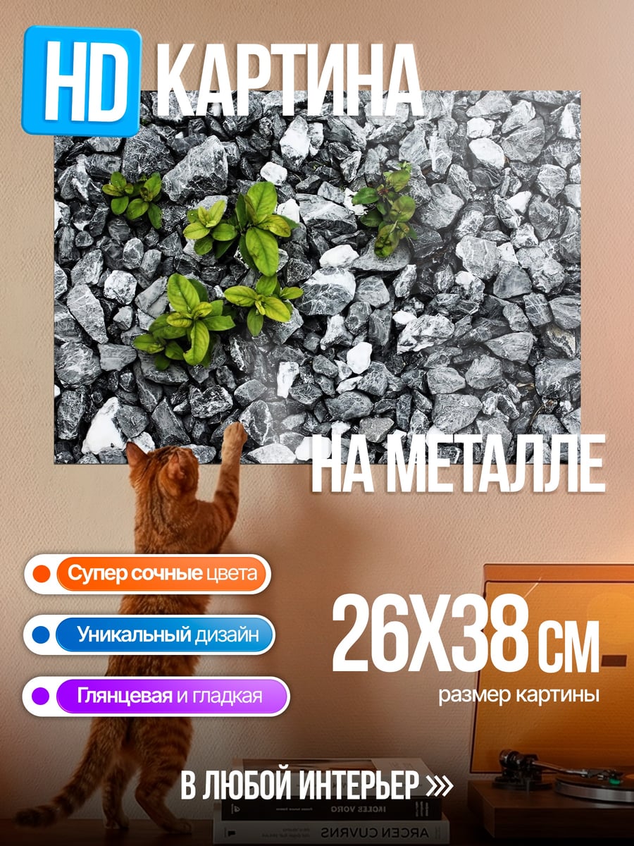 Картина на металле Росток сквозь камни