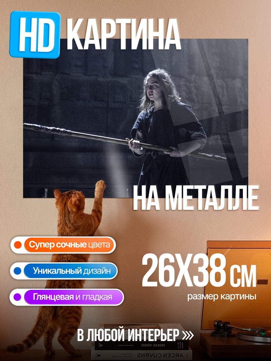 Картина на металле Девушка с посохом