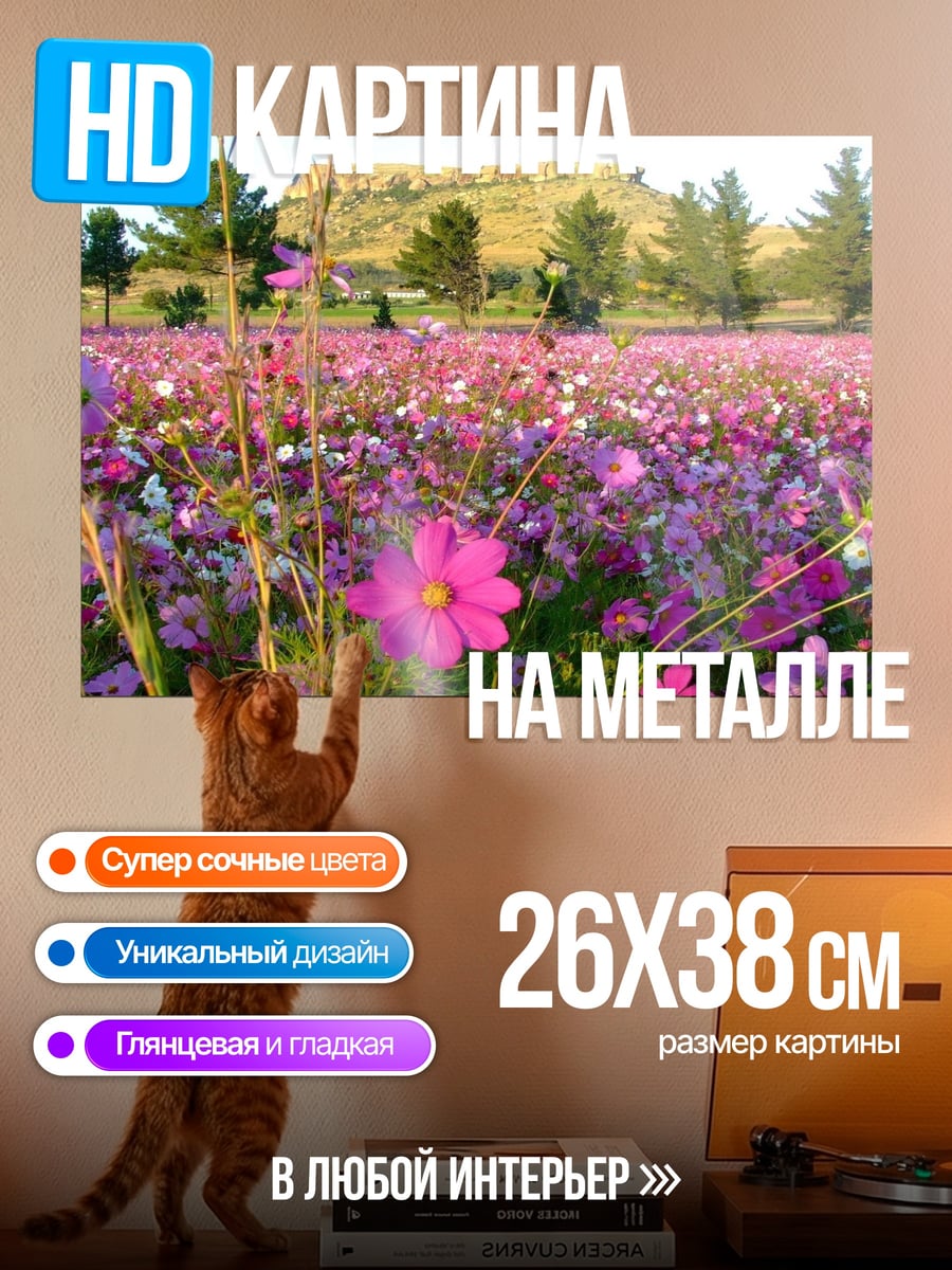 Картина на металле Цветочное поле