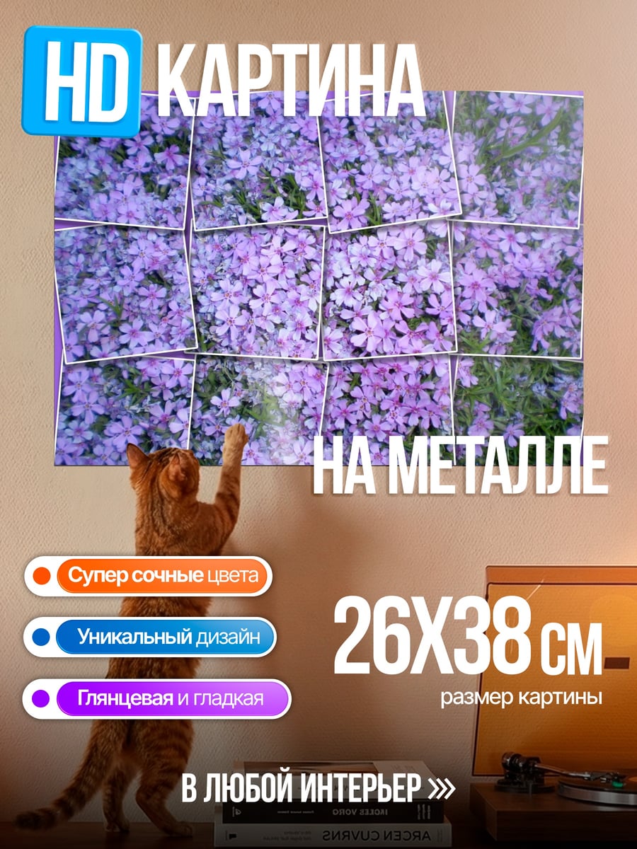 Картина на металле цветочный коллаж