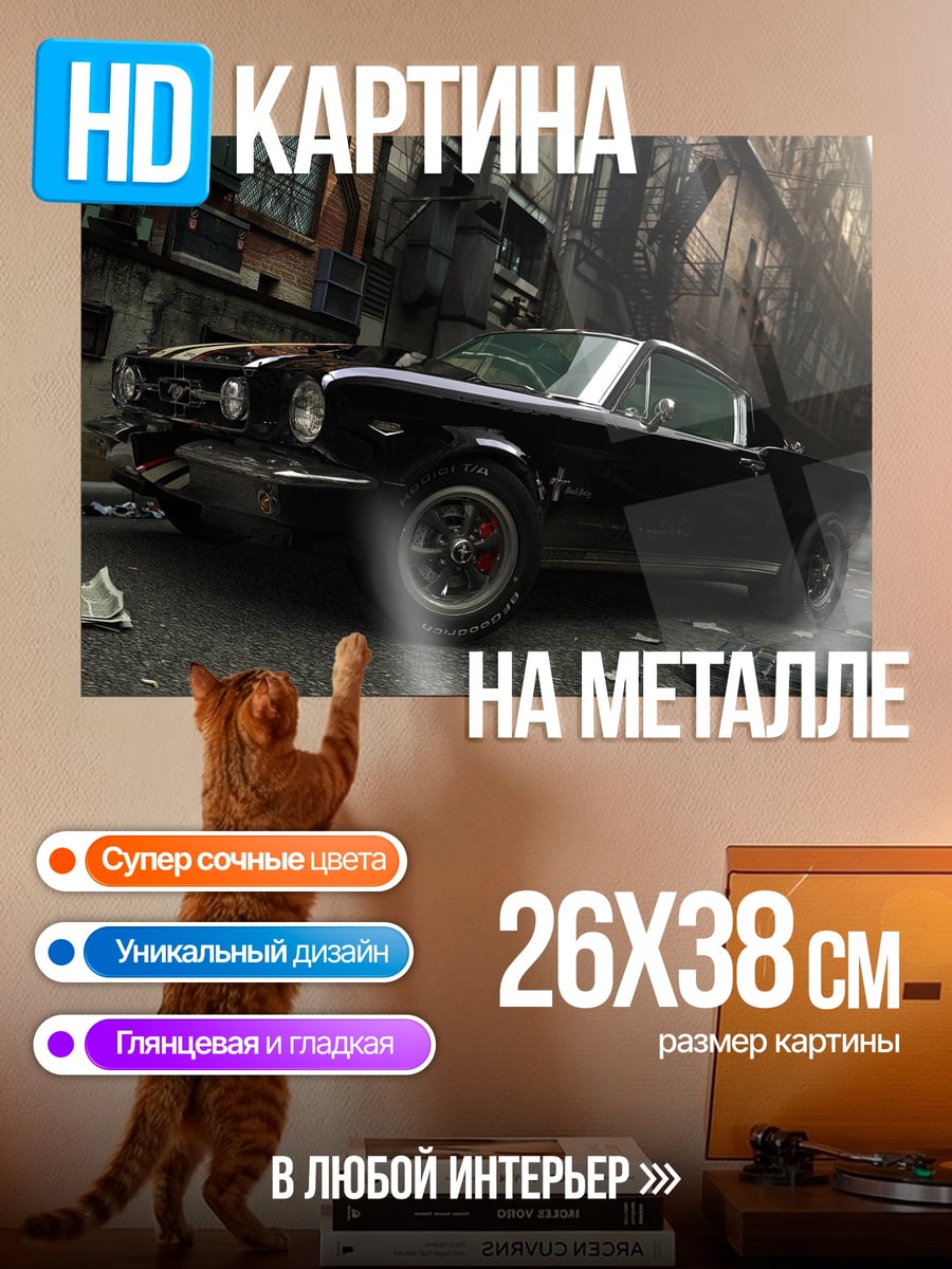 Картина на металле Черный маслкар