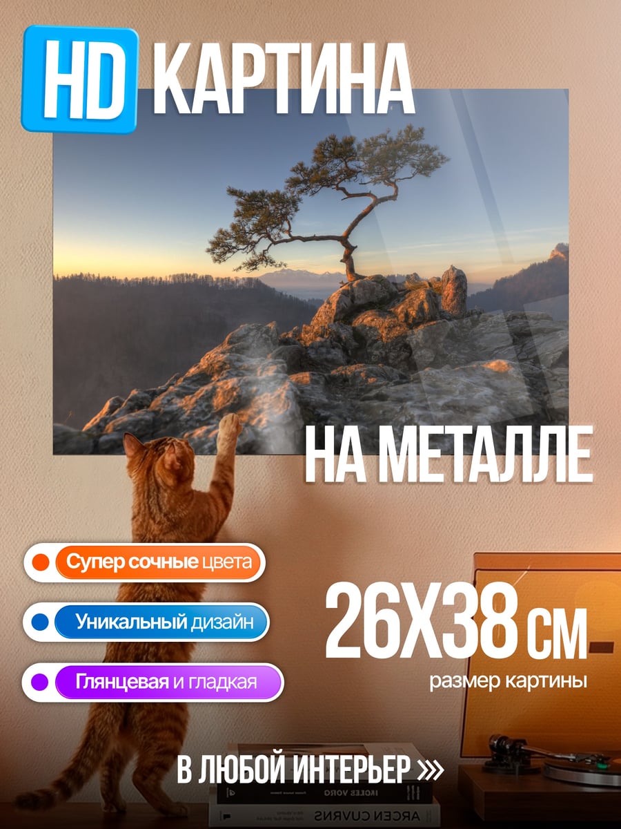 Картина на металле Одинокое дерево на скале