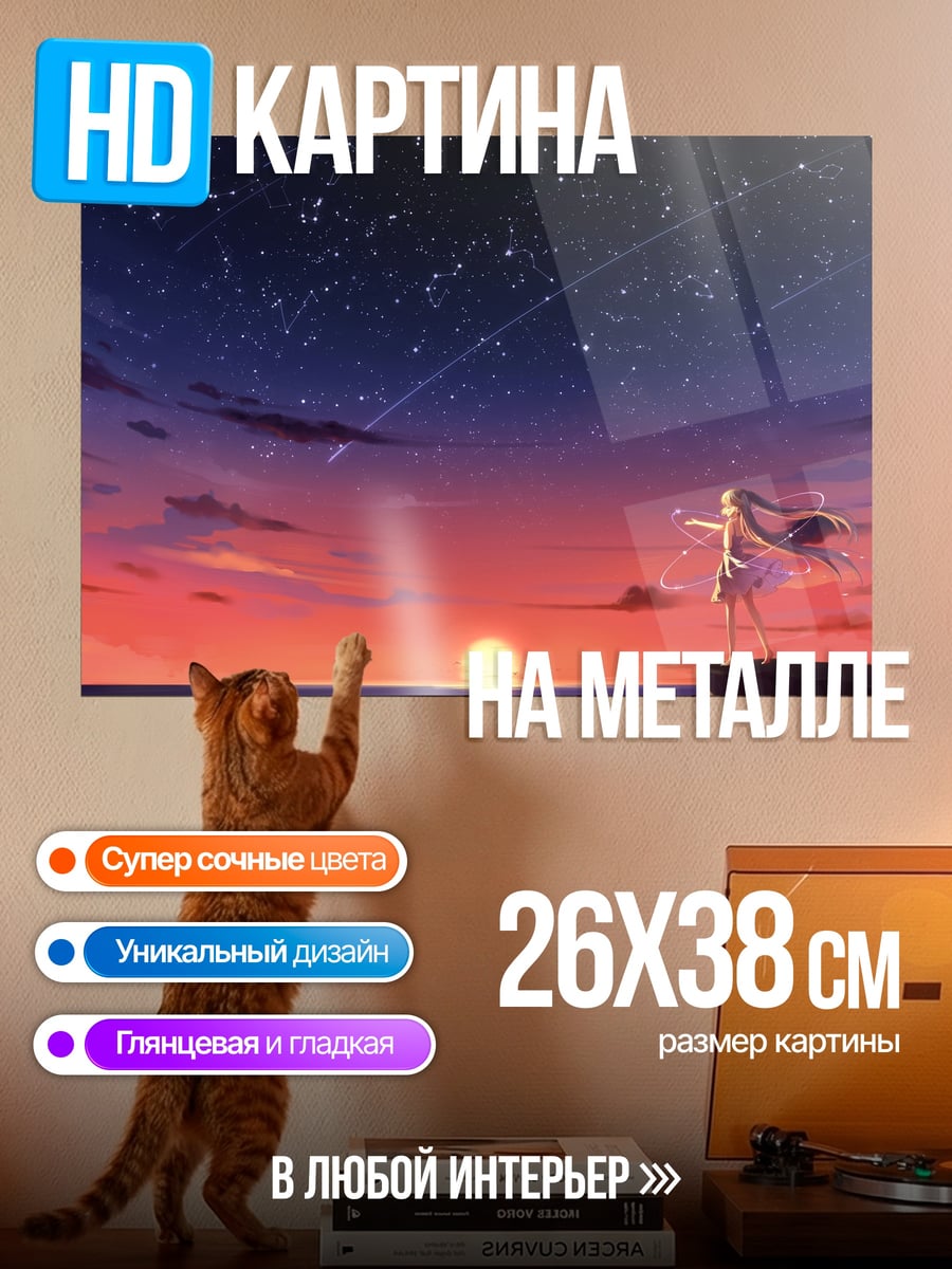 Картина на металле Девушка на закате