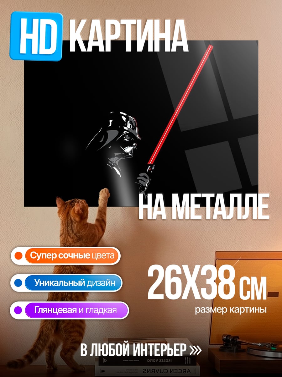 Картина на металле Дарт Вейдер с мечом