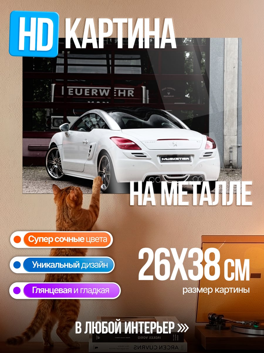 Картина на металле Белый спорткар