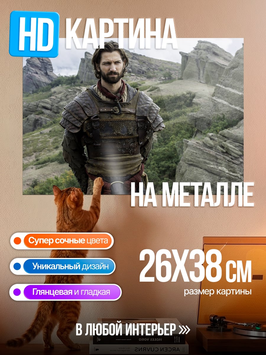 Картина на металле Воин в горах