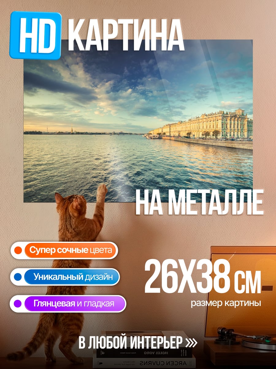 Картина на металле Санкт-Петербург на закате