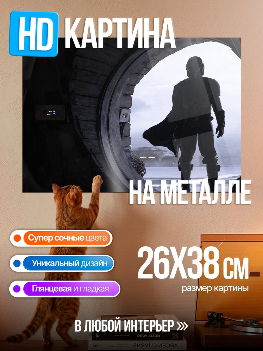 Картина на металле мандалорец у двери