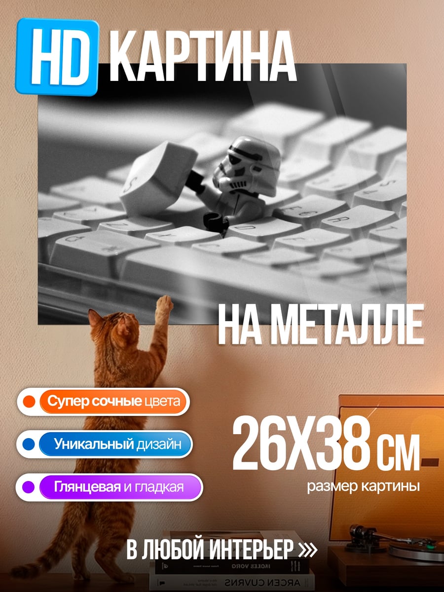 Картина на металле Штурмовик на клавиатуре