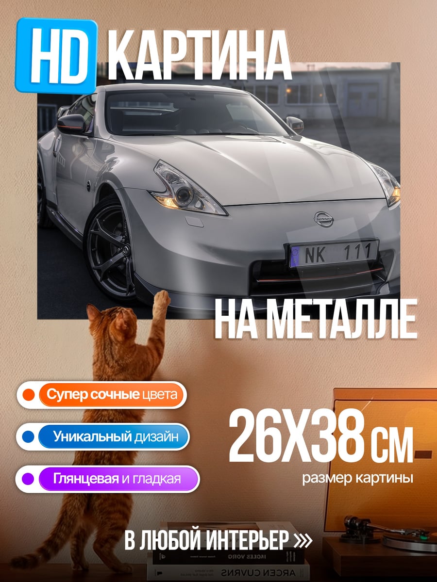 Картина на металле Белый спорткар