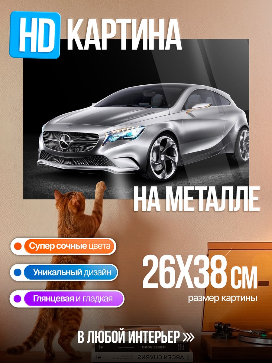 Картина на металле Серебристый концепткар