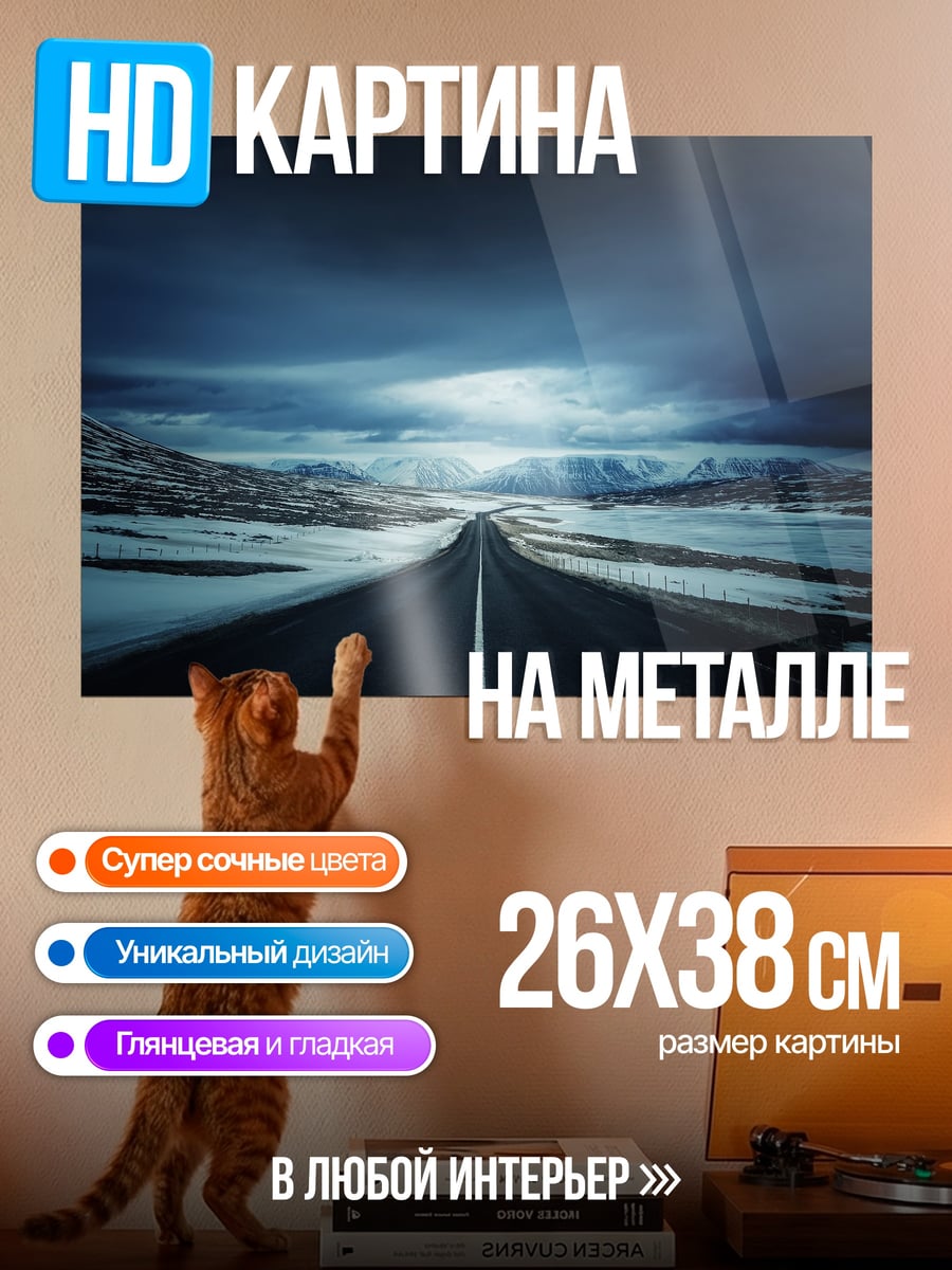 Картина на металле Дорога в снегах