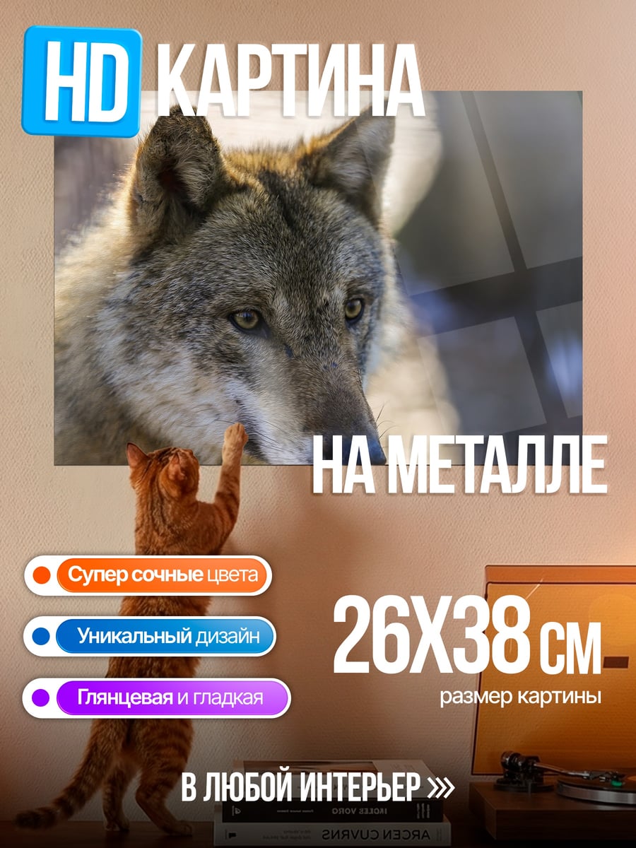 Картина на металле портрет волка