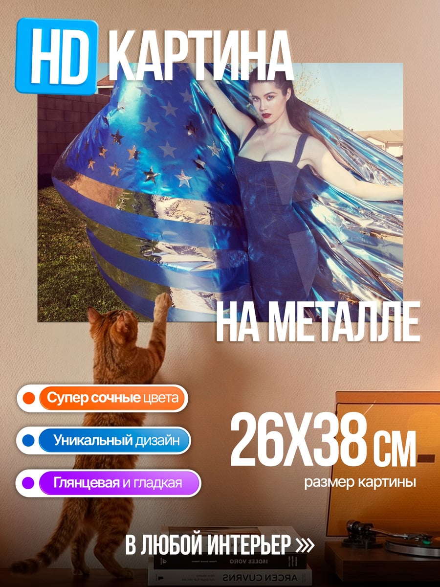 Картина на металле Девушка с флагом