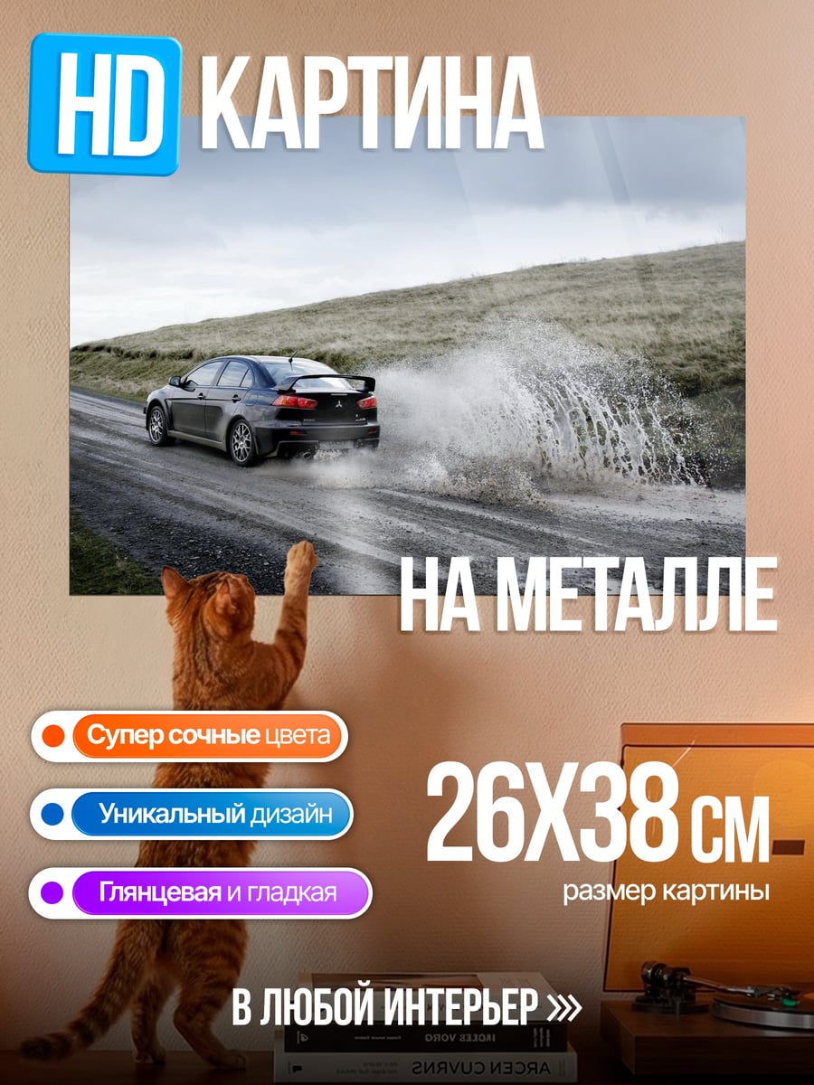 Картина на металле машина едет по грязи