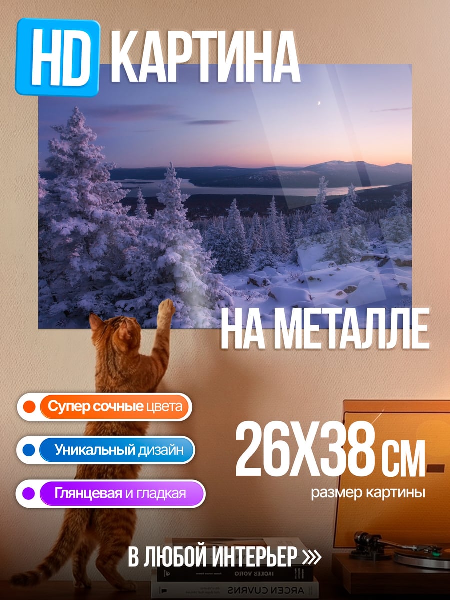 Картина на металле зимний пейзаж