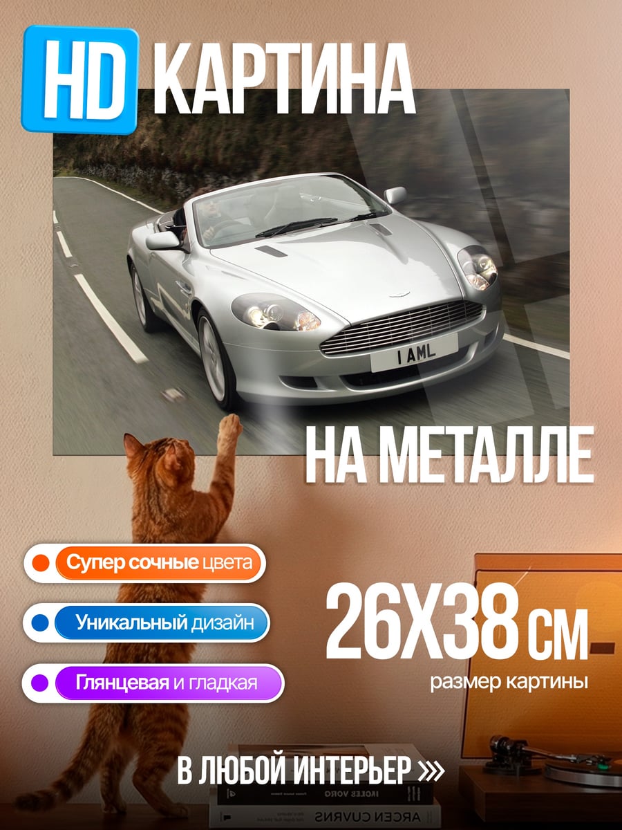 Картина на металле Серебристый кабриолет