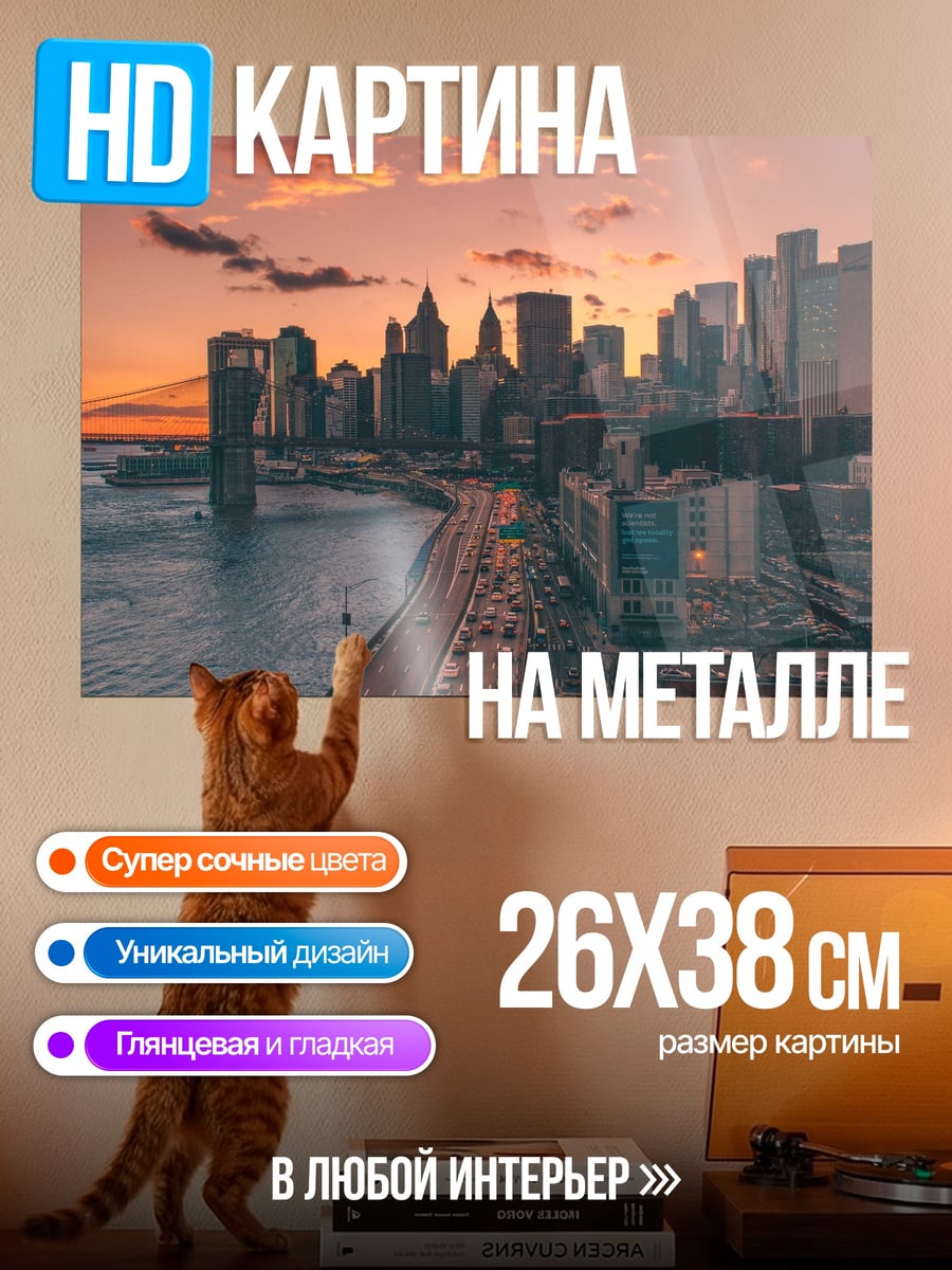 Картина на металле нью йорк закат
