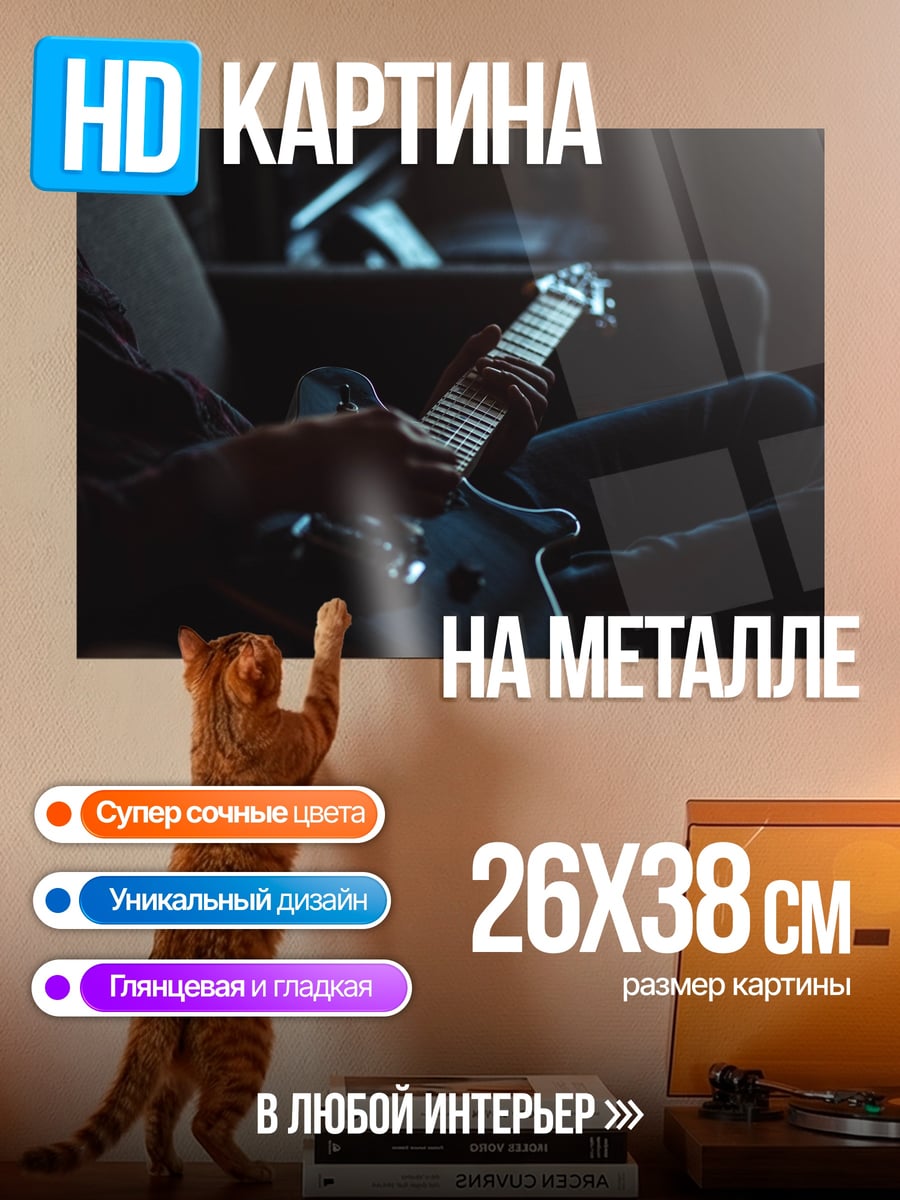 Картина на металле Игра на гитаре