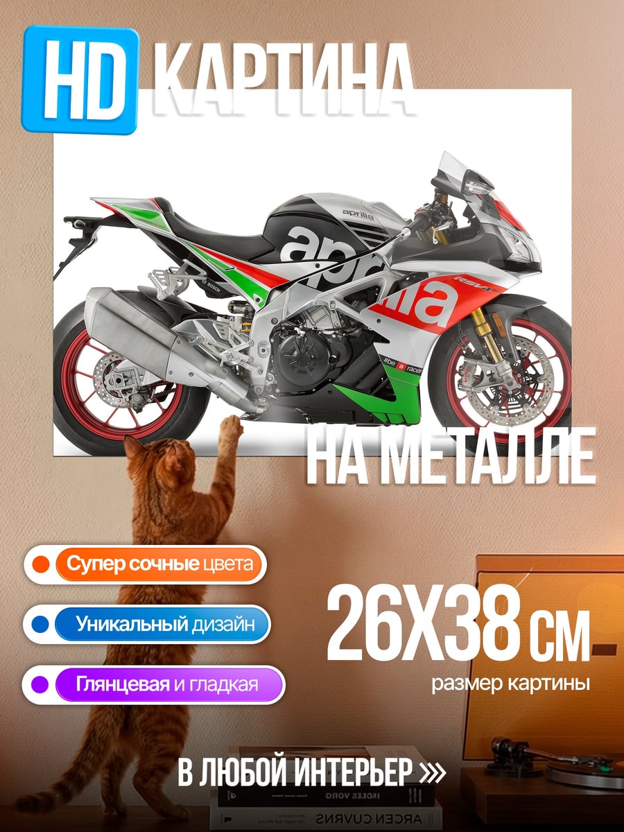 Картина на металле Спортивный мотоцикл Aprilia