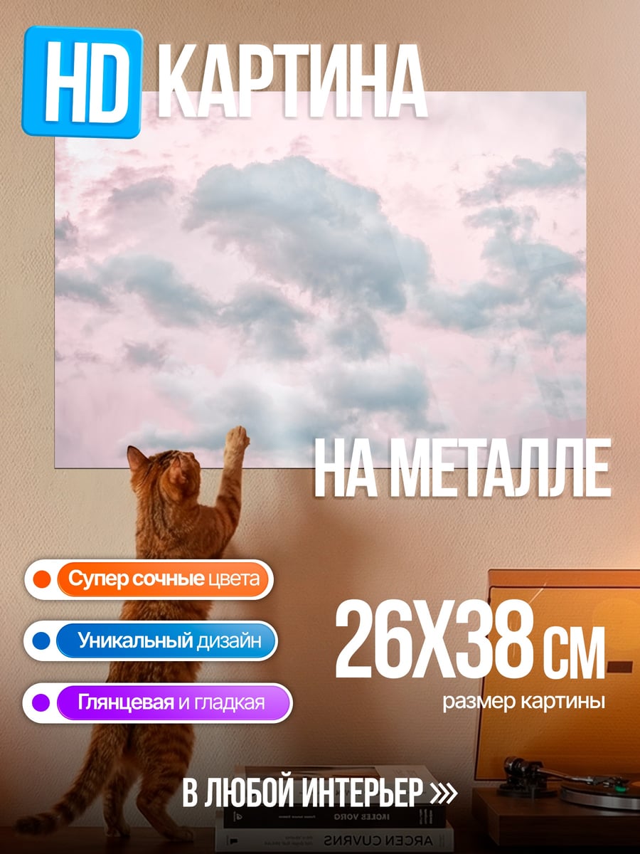 Картина на металле Розовые облака