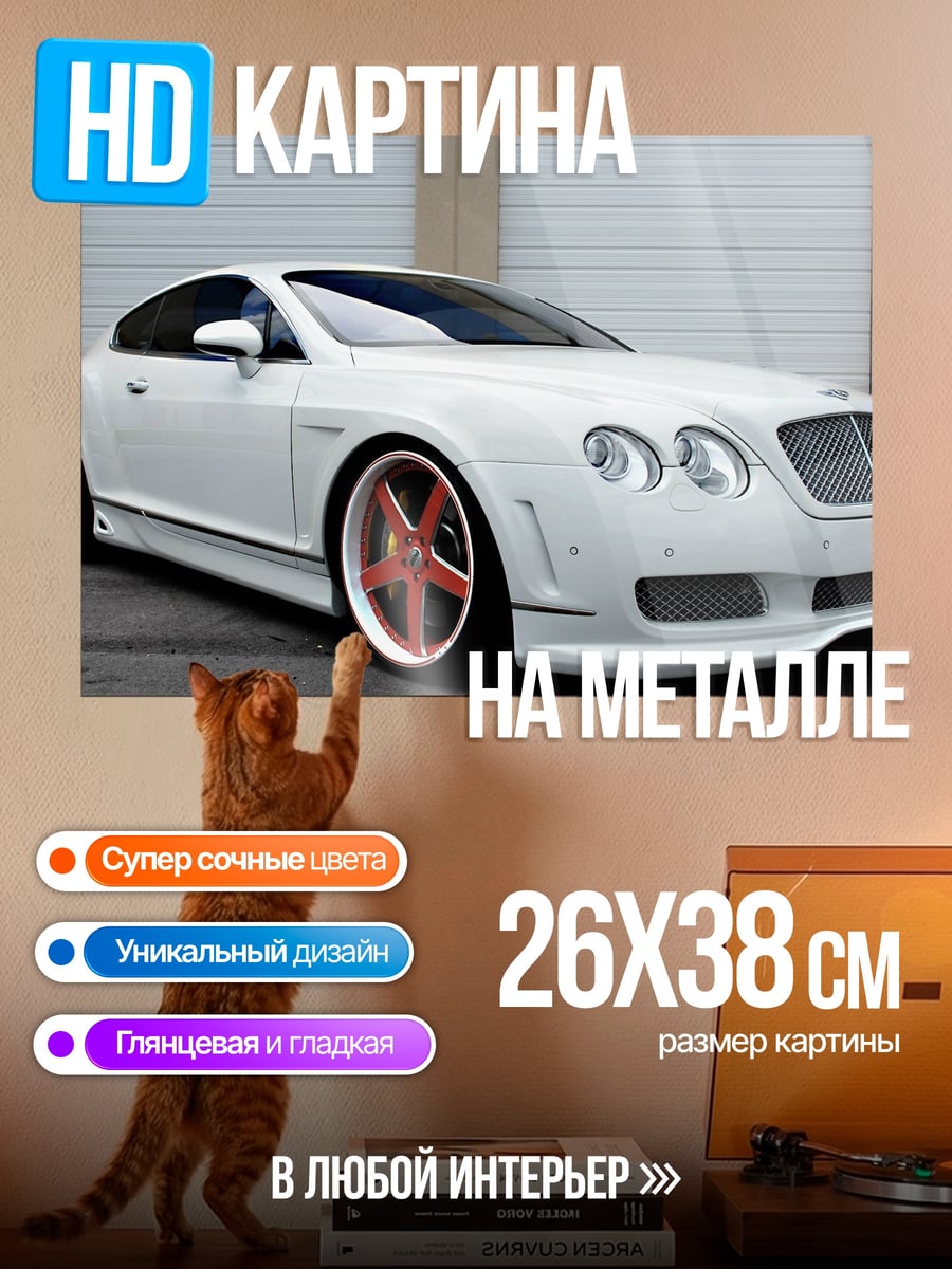 Картина на металле Белый Bentley купе