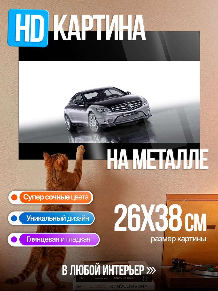 Картина на металле Черно-серебристый Mercedes