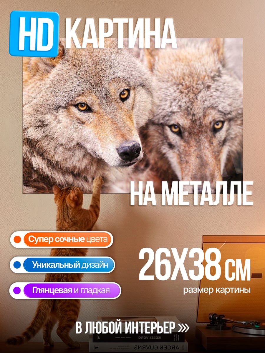 Картина на металле Пара волков