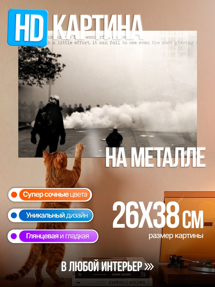 Картина на металле Дым и протест
