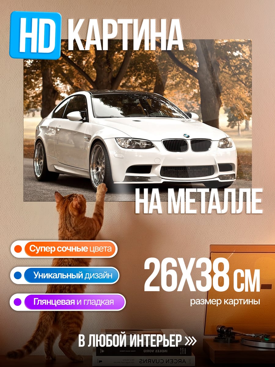 Картина на металле Белый BMW