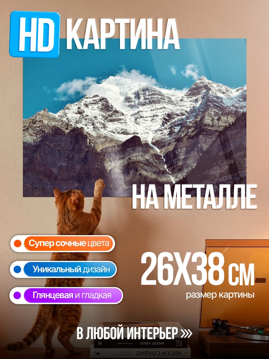 Картина на металле Снежные горы